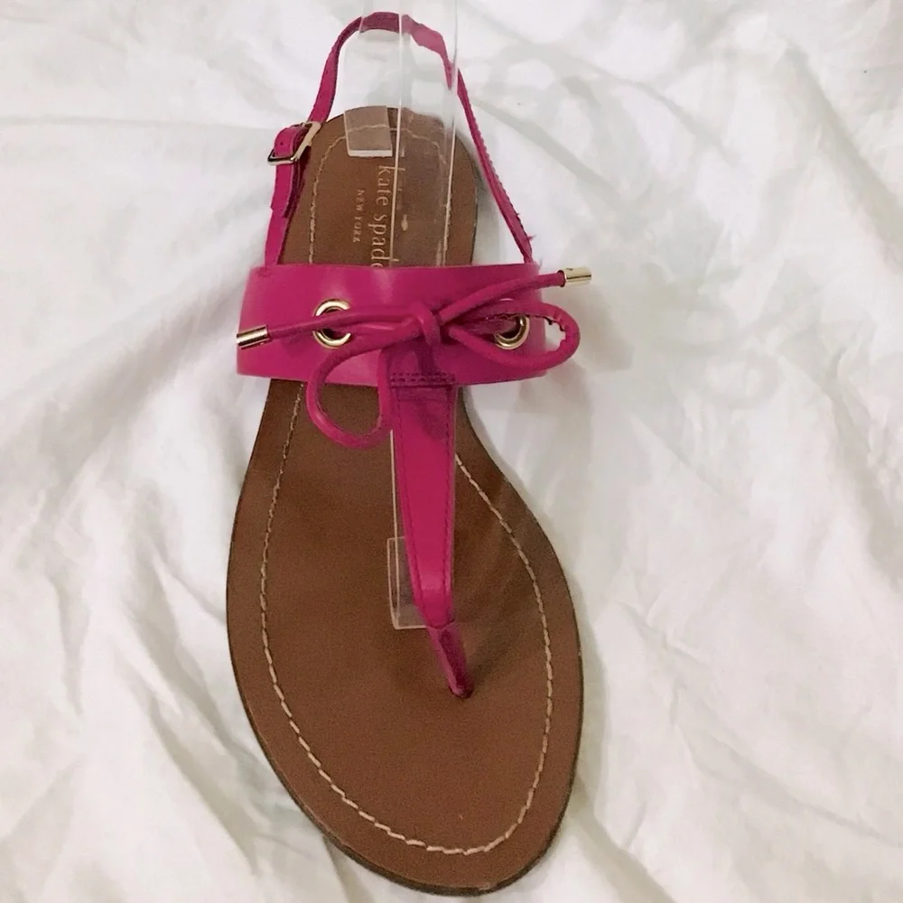 KATE SPADE Pink Leather Thong Flat Sandals